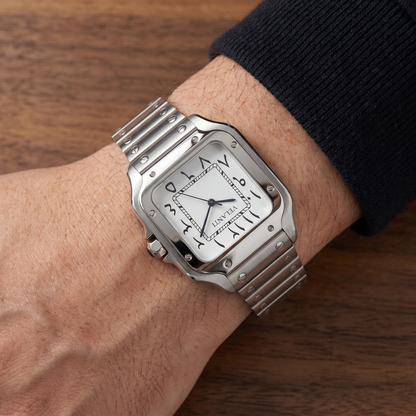 Santos-style custom mod watch, Velanti Milano Santvel Arabic White worn on wrist photo 4