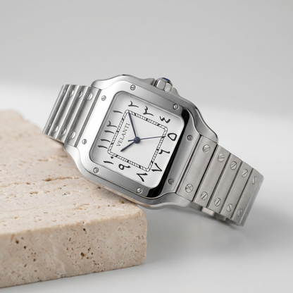 Santos-style custom mod watch, Velanti Milano Santvel Arabic White, product photo 2