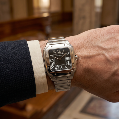 Santos-style custom mod watch, Velanti Milano Santvel Black, product photo 8
