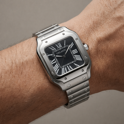 Santos-style custom mod watch, Velanti Milano Santvel Black, product photo 5