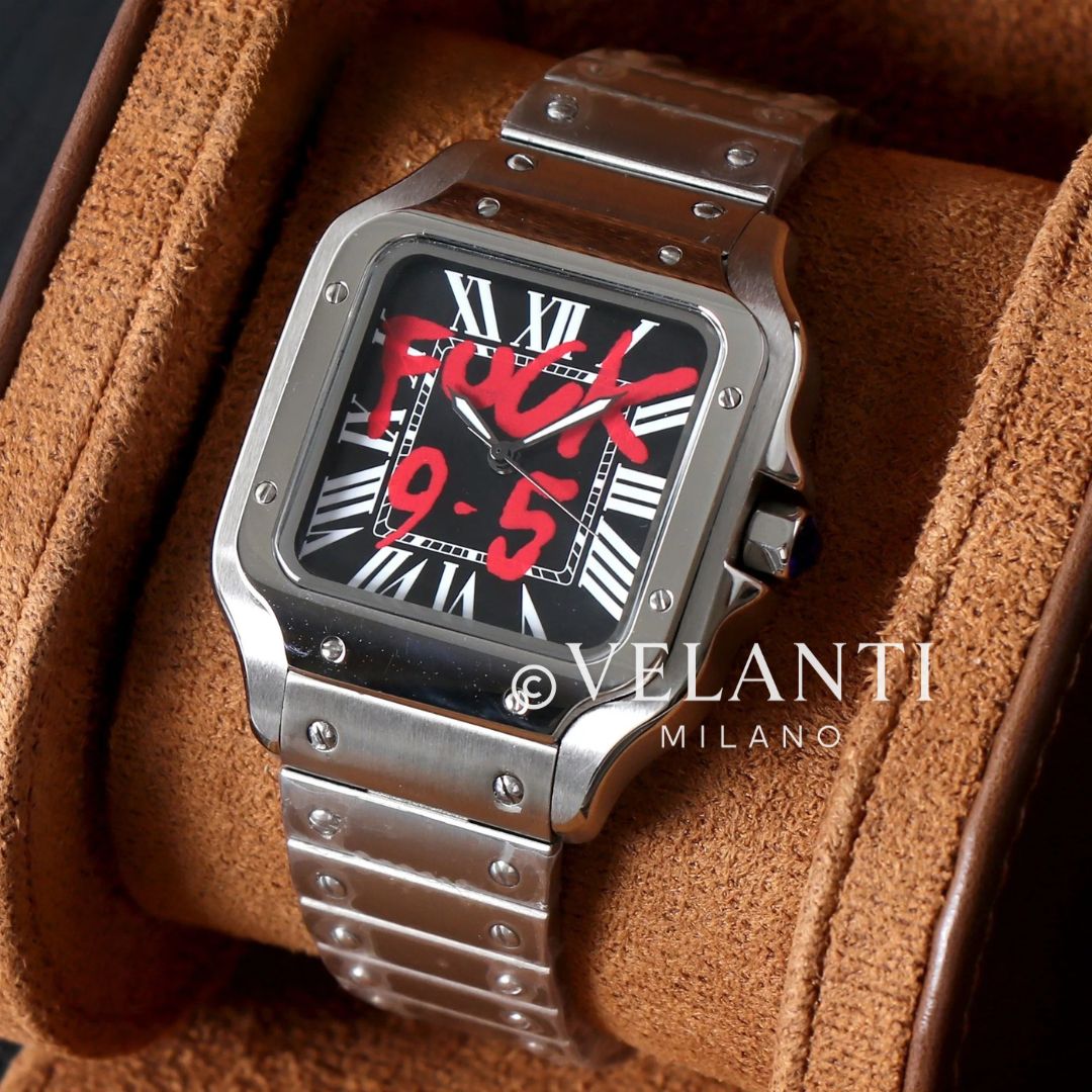 Santos-style custom mod watch, Velanti Milano Santvel Black Fck 9 To 5, product photo 4