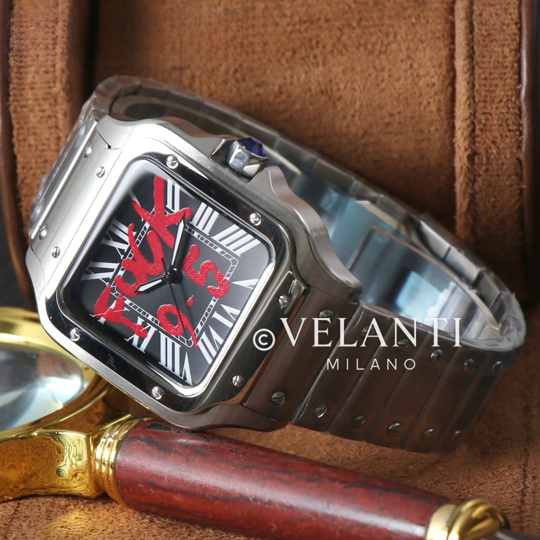 Santos-style custom mod watch, Velanti Milano Santvel Black Fck 9 To 5, product photo 5