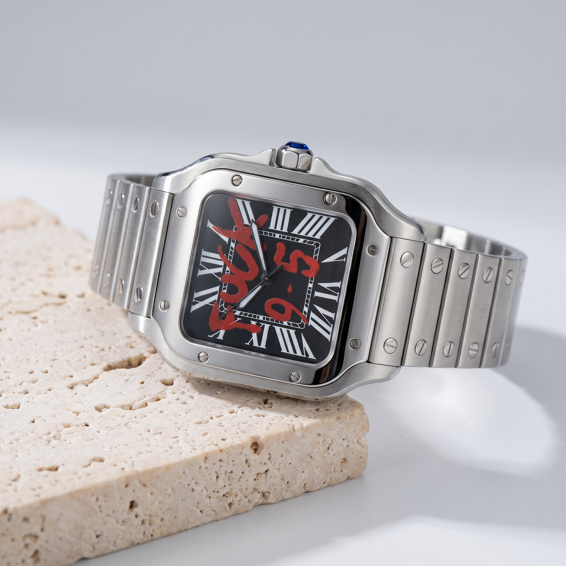 Santos-style custom mod watch, Velanti Milano Santvel Black Fck 9 To 5, product photo 3