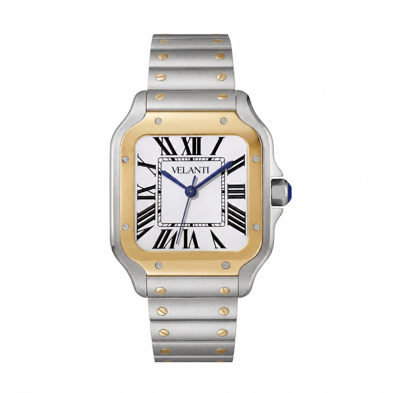 Santos-style custom mod watch, Velanti Milano Santvel Gold Silver, main product photo