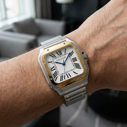 Santos-style custom mod watch, Velanti Milano Santvel Gold Silver, product photo 2