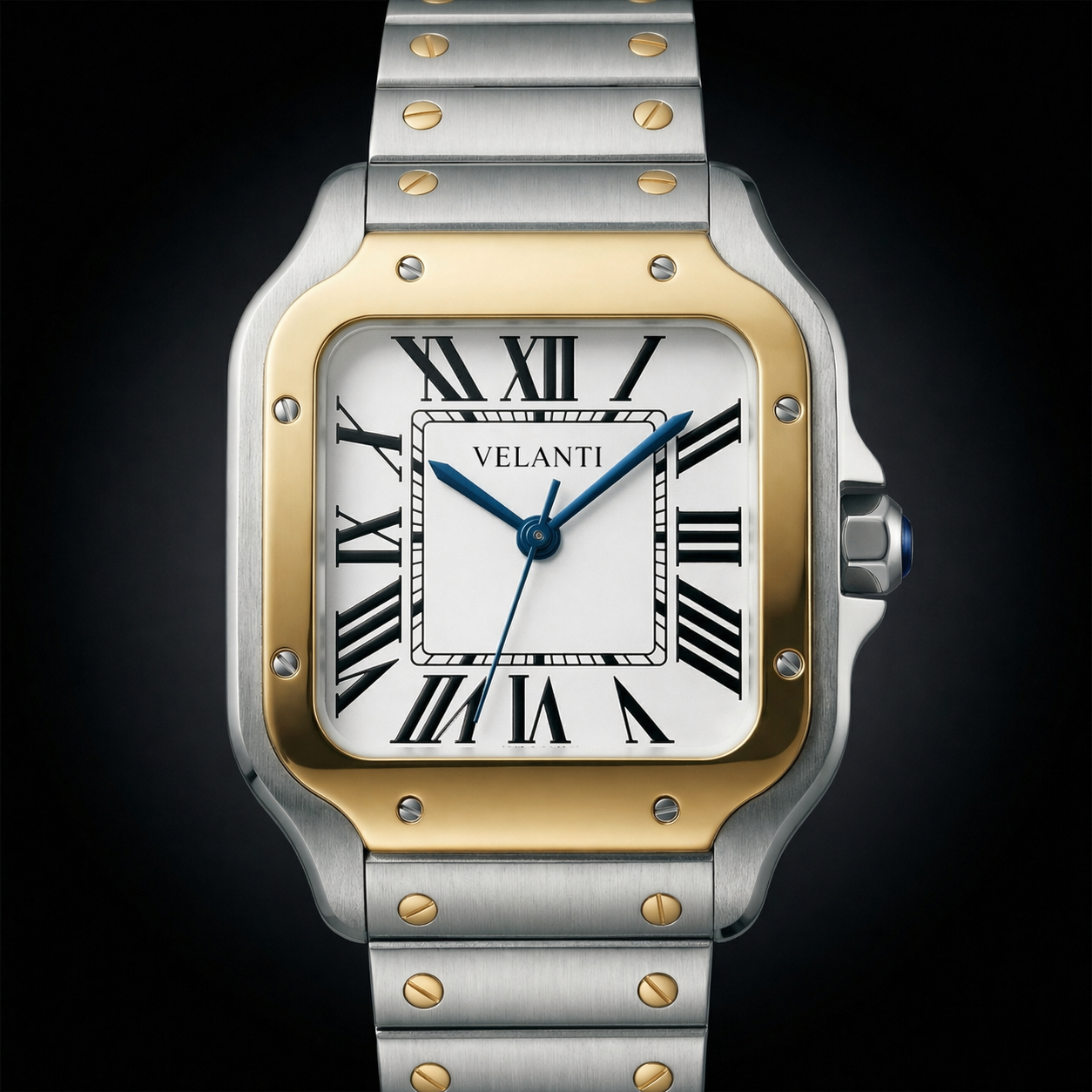 Santos-style custom mod watch, Velanti Milano Santvel Gold Silver, product photo 5