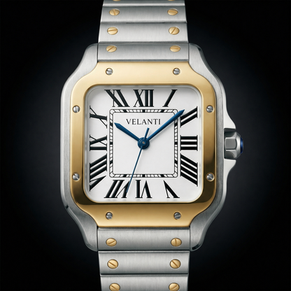 Santos-style custom mod watch, Velanti Milano Santvel Gold Silver, product photo 5