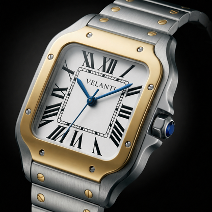Santos-style custom mod watch, Velanti Milano Santvel Gold Silver, product photo 6