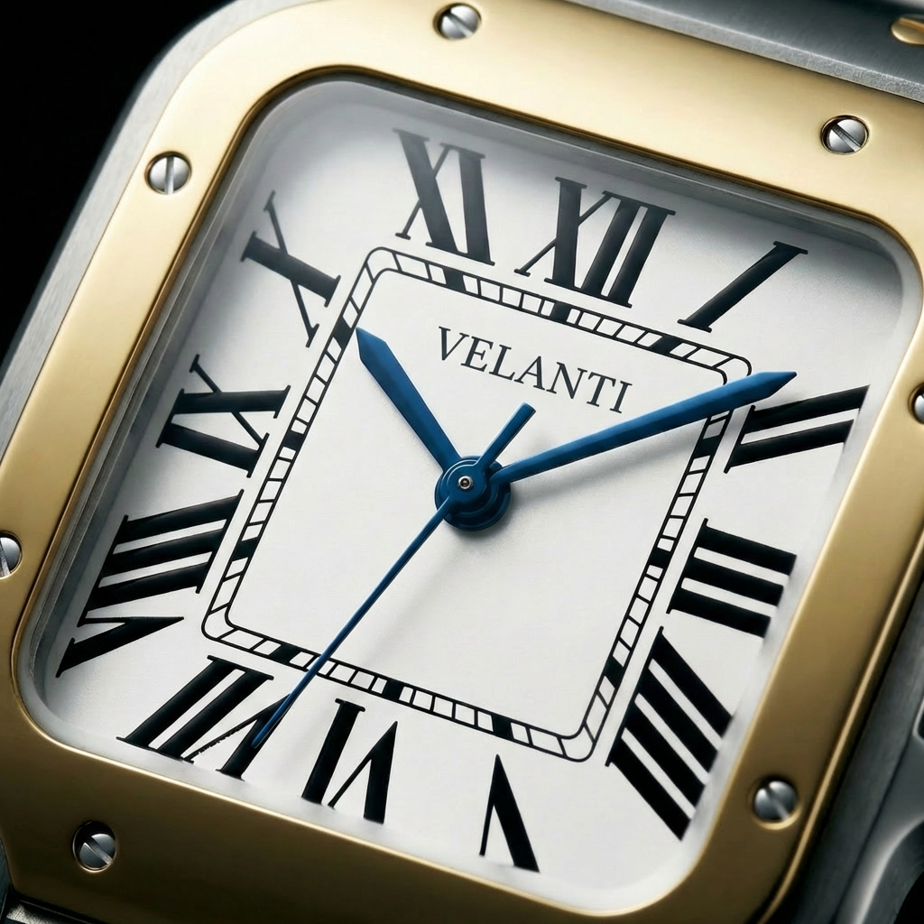 Santos-style custom mod watch, Velanti Milano Santvel Gold Silver, product photo 7