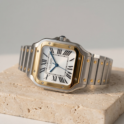 Santos-style custom mod watch, Velanti Milano Santvel Gold Silver, product photo 3