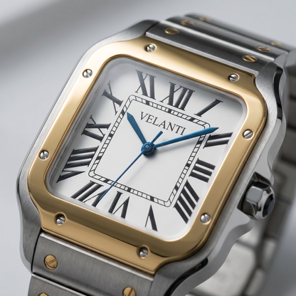 Santos-style custom mod watch, Velanti Milano Santvel Gold Silver, product photo 4