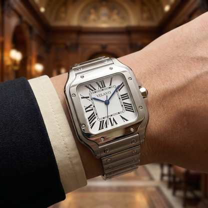 Santos-style custom mod watch, Velanti Milano Santvel White, product photo 10