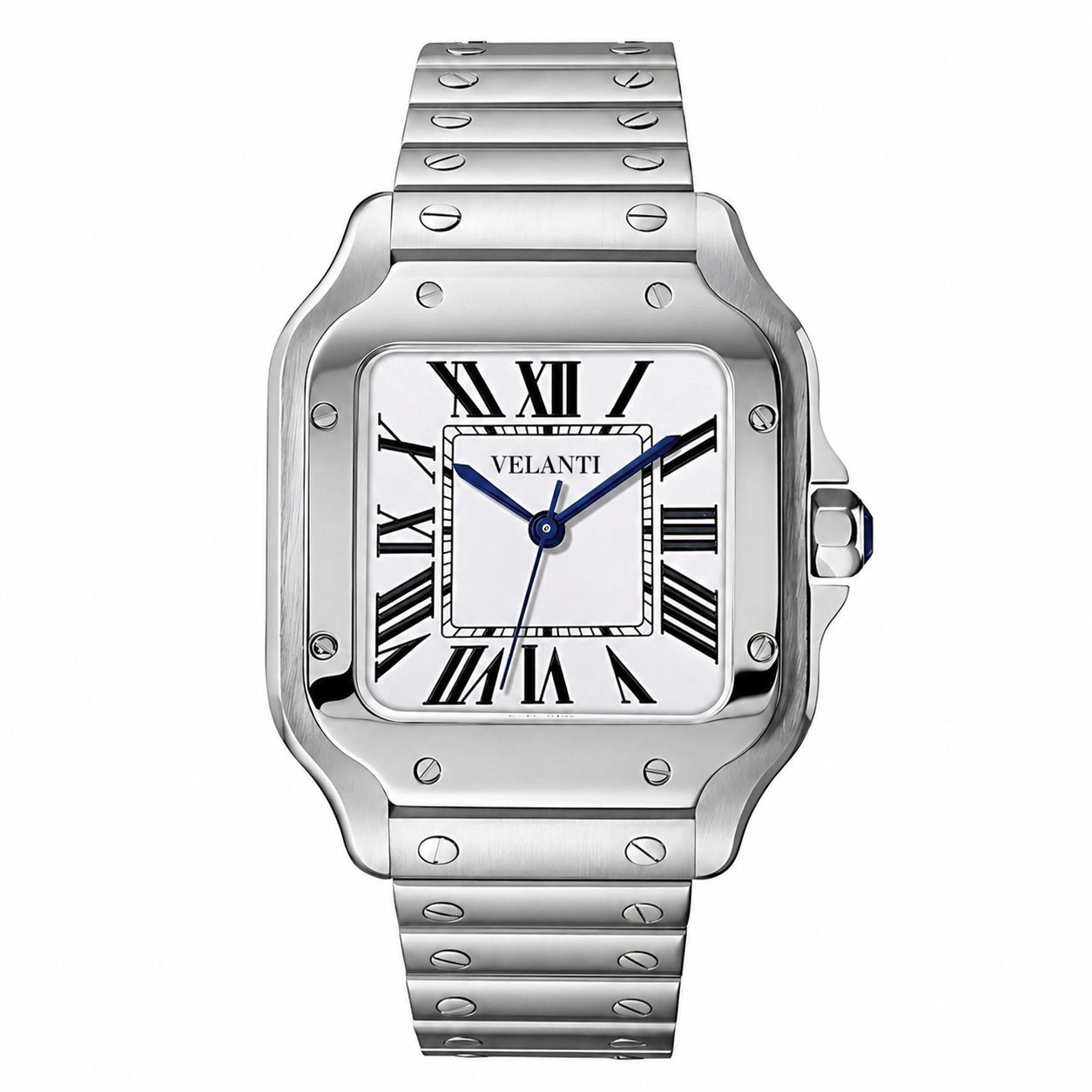 Santos-style custom mod watch, Velanti Milano Santvel White, main product photo