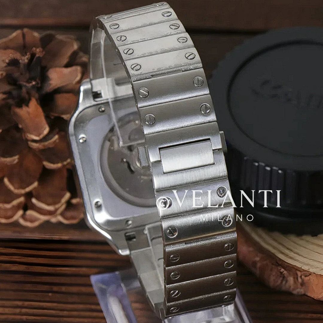 Santos-style custom mod watch, Velanti Milano Santvel White, product photo 5