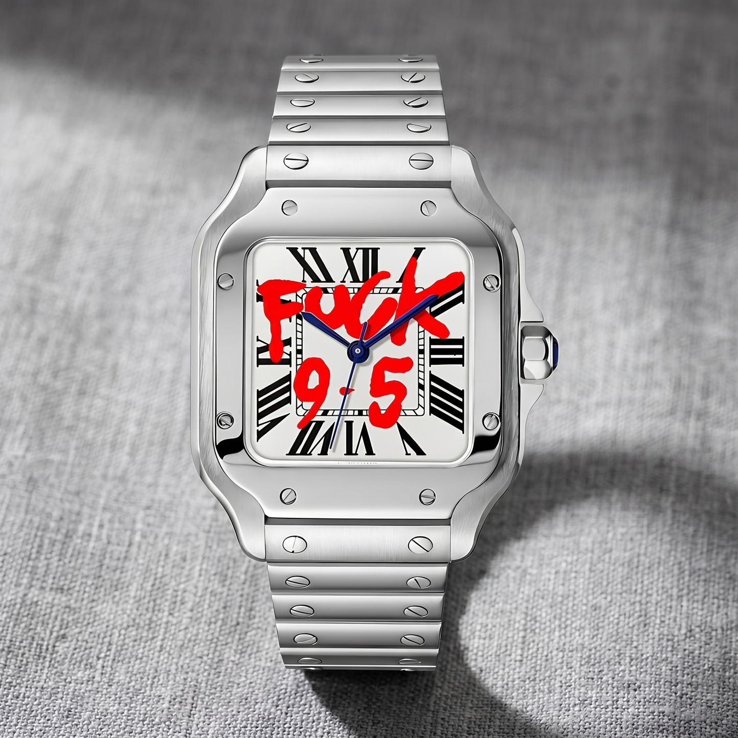 Santos-style custom automatic watch, Velanti Milano Santvel White Fck 9 To 5, bracelet detail photo