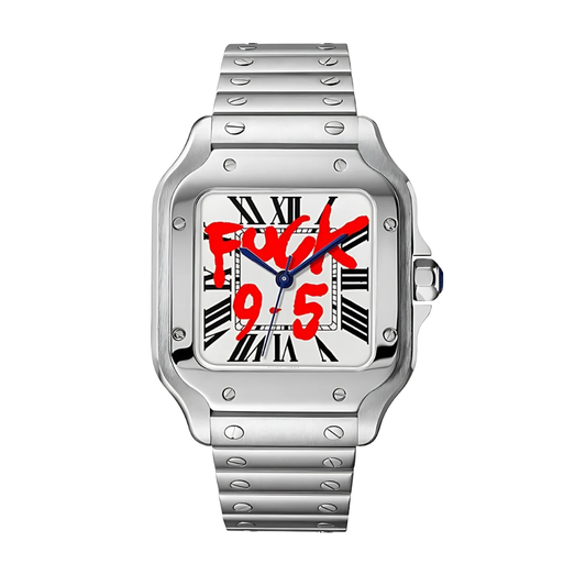 Santos-style custom mod watch, Velanti Milano Santvel White Fck 9 To 5, main product photo