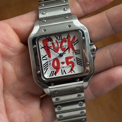Santos-style custom mod watch, Velanti Milano Santvel White Fck 9 To 5, product photo 5