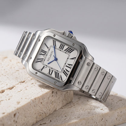 Santos-style custom mod watch, Velanti Milano Santvel White, product photo 2
