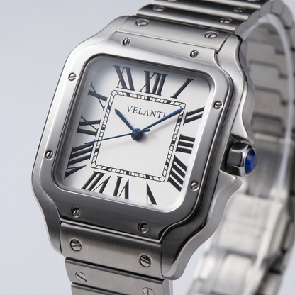 Santos-style custom mod watch, Velanti Milano Santvel White, product photo 3