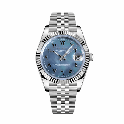Datejust-style custom mod watch, Velanti Milano Veljust Arabic Cosmos, main product photo