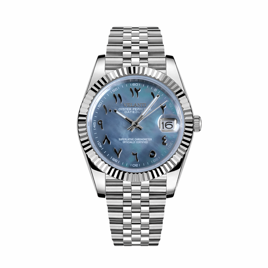 Datejust-style custom mod watch, Velanti Milano Veljust Arabic Cosmos, main product photo