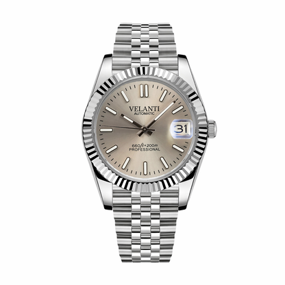 Datejust-style custom mod watch, Velanti Milano Veljust Champagne, main product photo