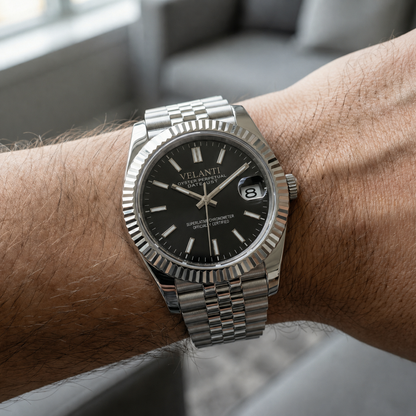 Datejust-style custom mod watch, Velanti Milano Veljust Classic Black, product photo 2