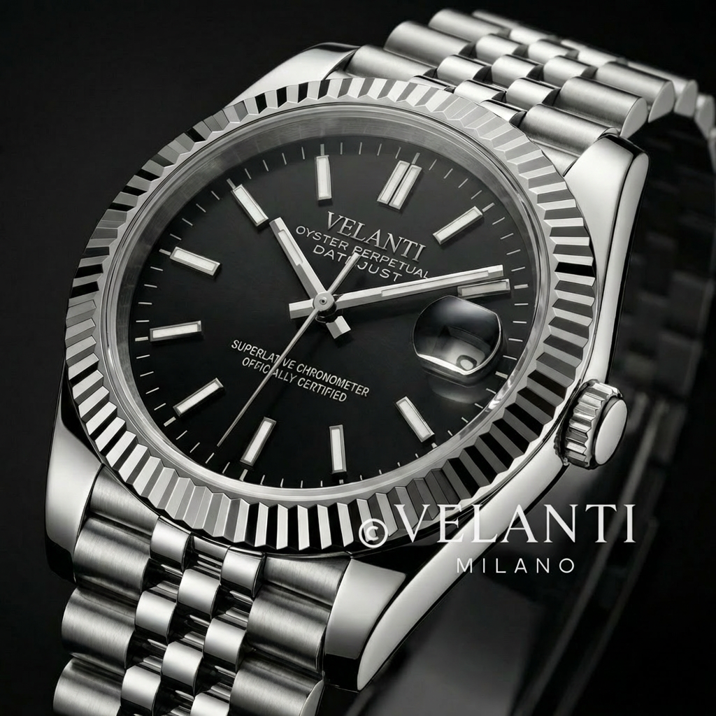 Datejust-style custom mod watch, Velanti Milano Veljust Classic Black, product photo 4
