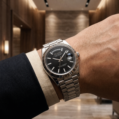 Datejust-style custom mod watch, Velanti Milano Veljust Daydate Classic Black, product photo 10