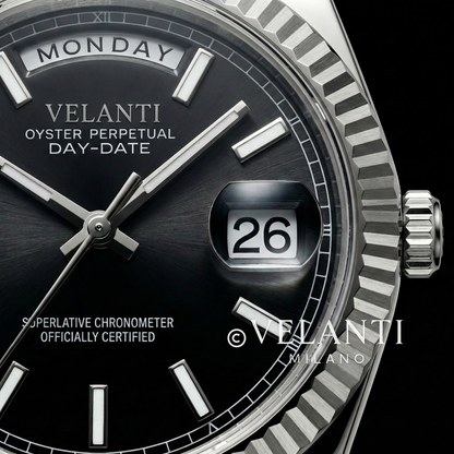 Datejust-style custom mod watch, Velanti Milano Veljust Daydate Classic Black, product photo 7