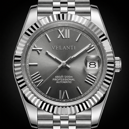 Datejust-style custom mod watch, Velanti Milano Veljust Roman Champagne, product photo 3