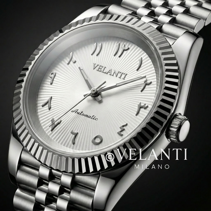 Datejust-style custom mod watch, Velanti Milano Veljust White Arabic Textured, product photo 5