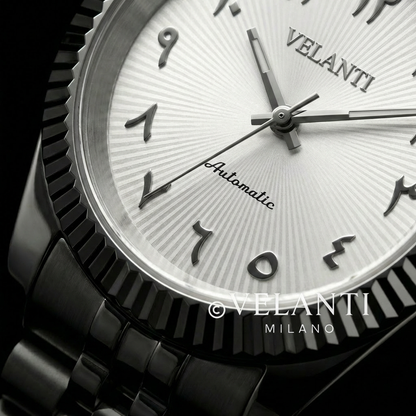 Datejust-style custom mod watch, Velanti Milano Veljust White Arabic Textured, product photo 6