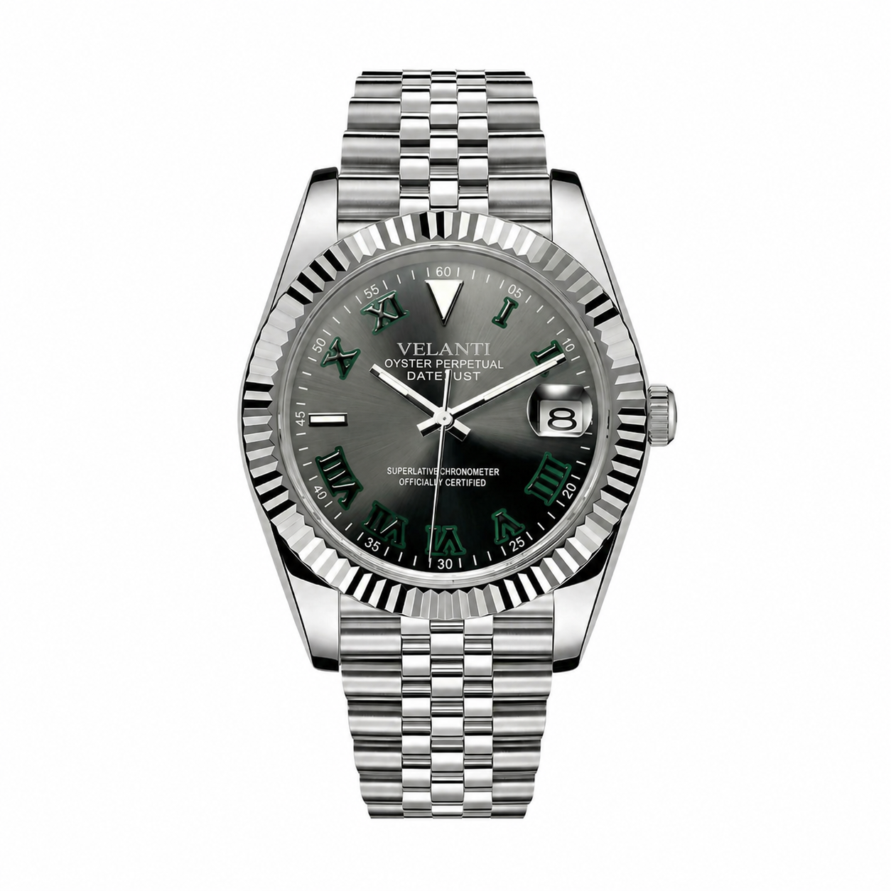 Datejust-style custom mod watch, Velanti Milano Veljust Wimbledon, main product photo