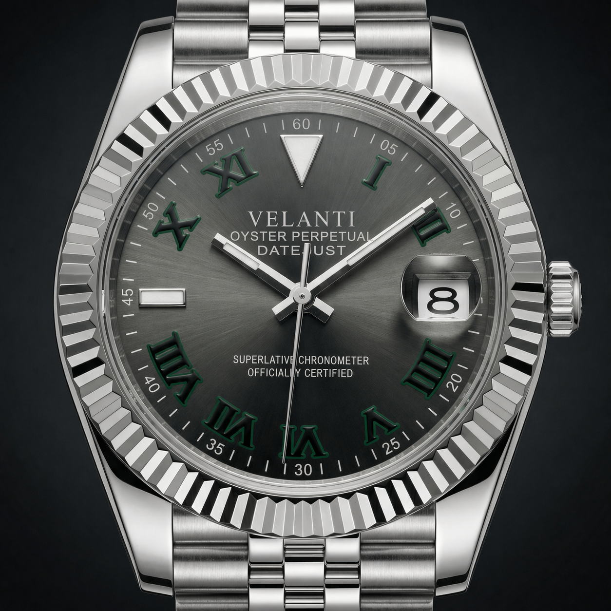 Datejust-style custom mod watch, Velanti Milano Veljust Wimbledon, product photo 3