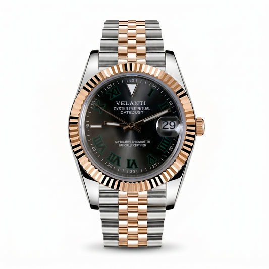 Datejust-style custom mod watch, Velanti Milano Veljust Wimbledon Two Tone, main product photo
