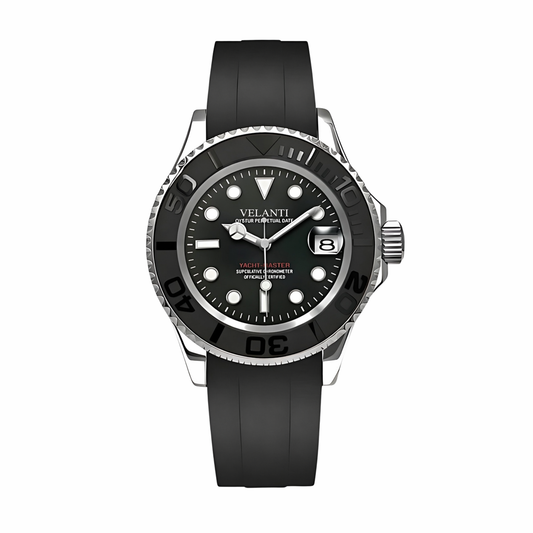 Submariner-style custom mod watch, Velanti Milano Velmariner Yacht-Master Black, main product photo
