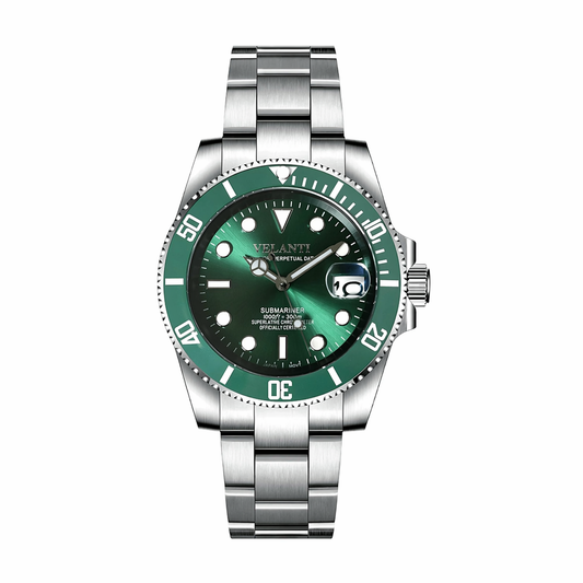 Submariner-style custom mod watch, Velanti Milano Velmariner Hulk, main product photo