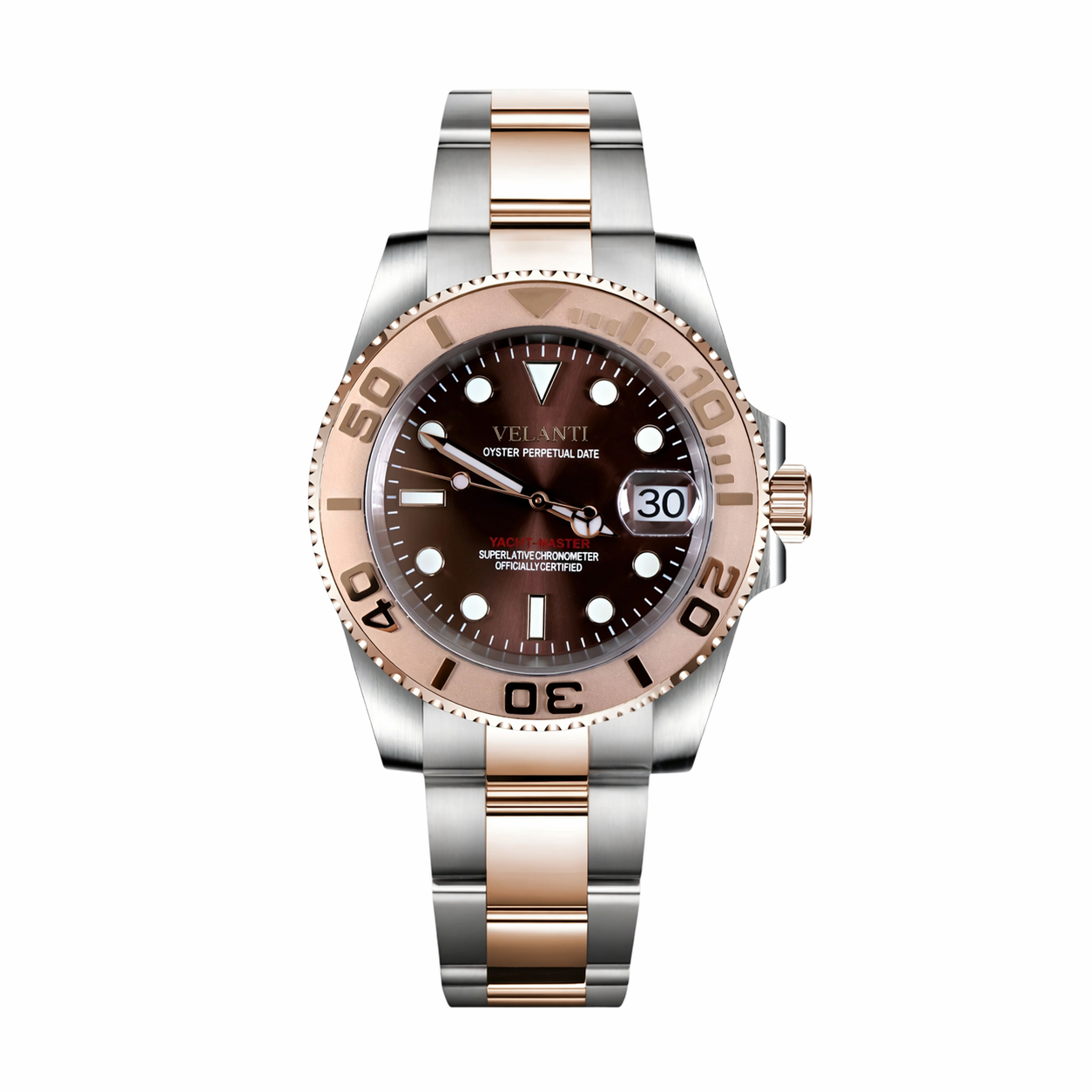 Submariner-style custom mod watch, Velanti Milano Velmariner Rose Gold, main product photo