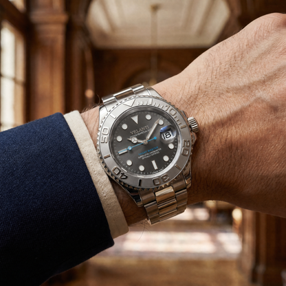 Submariner-style custom mod watch, Velanti Milano Velmariner Silver, product photo 10