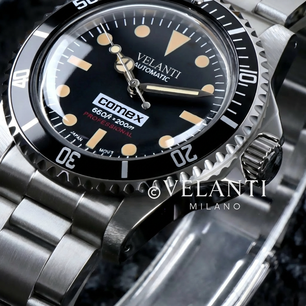 Submariner-style custom mod watch, Velanti Milano Velmariner Vintage, product photo 2