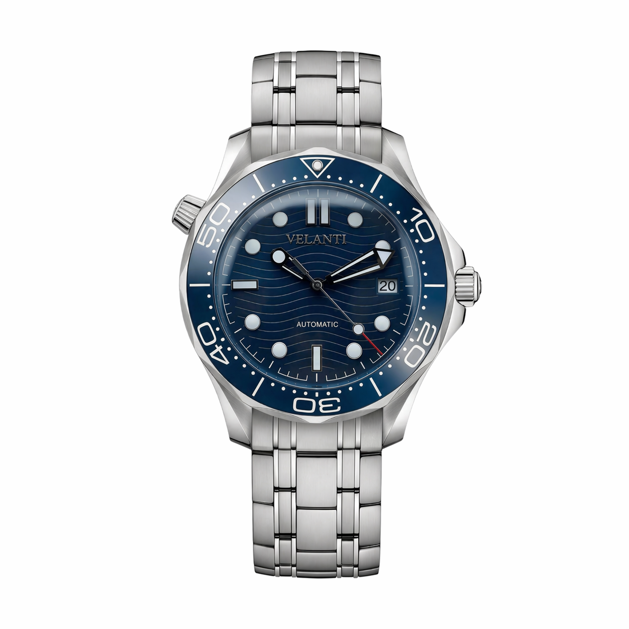 Seamaster-style custom mod watch, Velanti Milano Velmaster Blue, main product photo