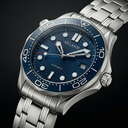 Seamaster-style custom mod watch, Velanti Milano Velmaster Blue, product photo 4