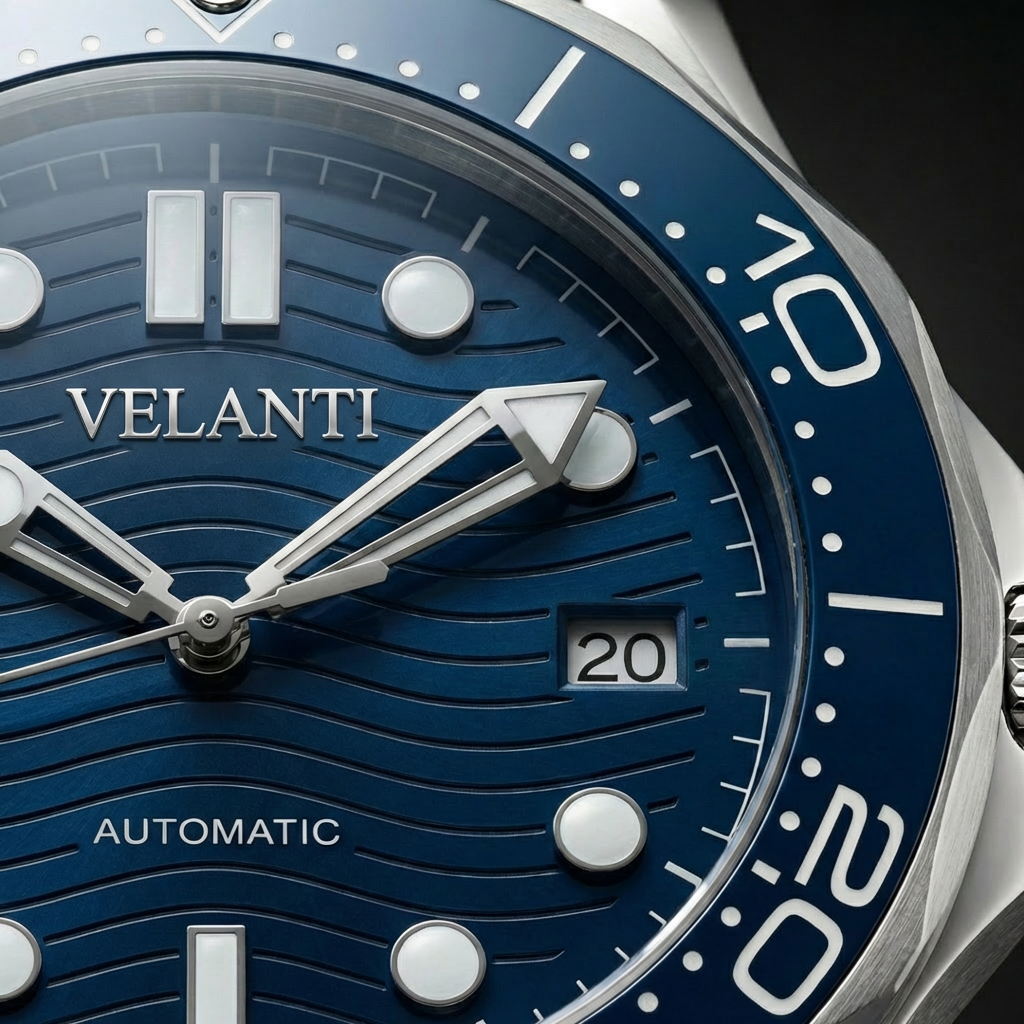 Seamaster-style custom mod watch, Velanti Milano Velmaster Blue, product photo 5