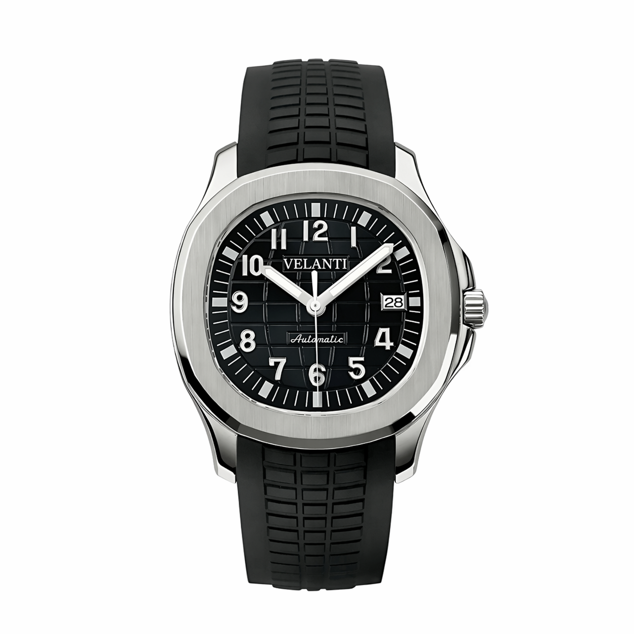 Aquanaut-style custom mod watch, Velanti Milano Velnaut Black, main product photo