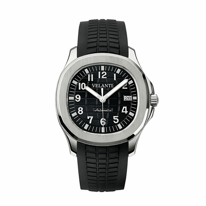 Aquanaut-style custom mod watch, Velanti Milano Velnaut Black, main product photo