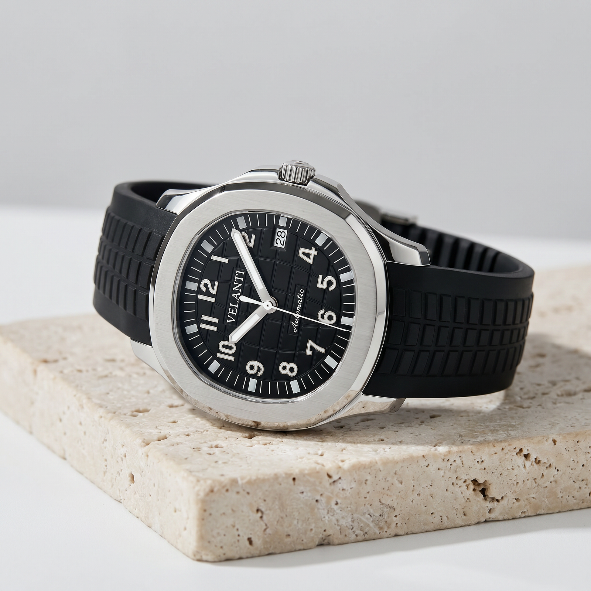 Aquanaut-style custom mod watch, Velanti Milano Velnaut Black, product photo 2