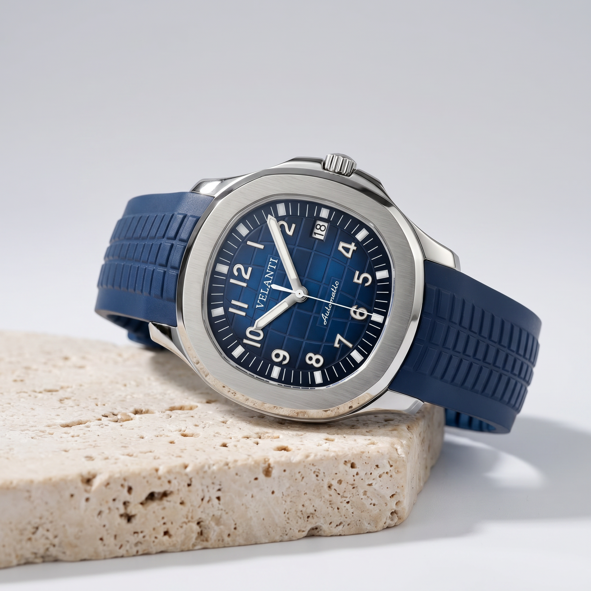 Aquanaut-style custom mod watch, Velanti Milano Velnaut Blue, product photo 2