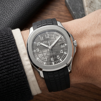Aquanaut-style custom mod watch, Velanti Milano Velnaut Silver, product photo 6