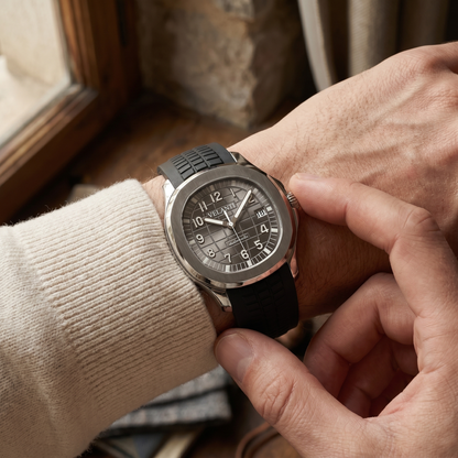 Aquanaut-style custom mod watch, Velanti Milano Velnaut Silver worn on wrist photo 2